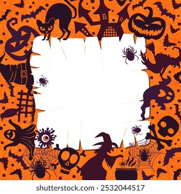 Halloween-Rahmen. Gruselige Silhouetten. Weihnachtsbanner