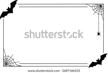 Halloween Frame Vector with Bats and Spider Web – Spooky Border Design for Invitations and Posters