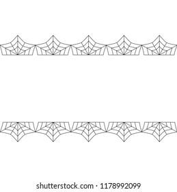 Halloween frame. Vector elegant double black spiderweb lace border with copy space for text isolated on white background. Template for invitation, flyer, scrapbook or greeting card.