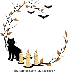 Halloween frame vector. Halloween elements. Design element for card, poster, text decoration.