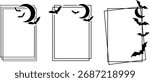 Halloween Frame Vector Set with Moon and Bats – Spooky Border Design for Invitations and Posters