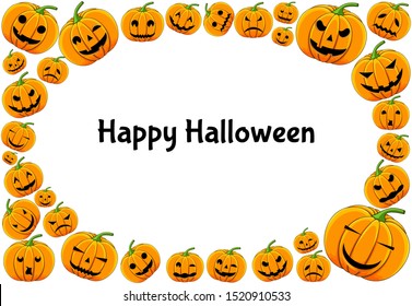 Halloween frame for your text with traditional attributes. Cartoon style. Vector illustration