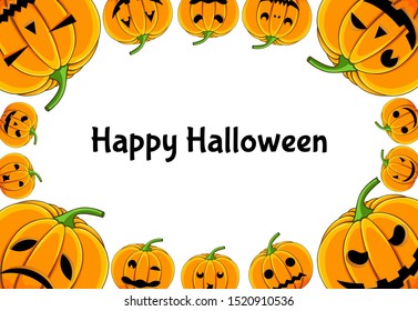 Halloween frame for your text with traditional attributes. Cartoon style. Vector illustration