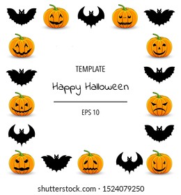 Halloween frame for your text with traditional attributes. Cartoon style. Vector illustration