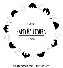 Halloween frame for your text with traditional attributes. Cartoon style. Vector illustration