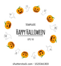 Halloween frame for your text with traditional attributes. Cartoon style. Vector illustration