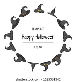 Halloween frame for your text with traditional attributes. Cartoon style. Vector illustration