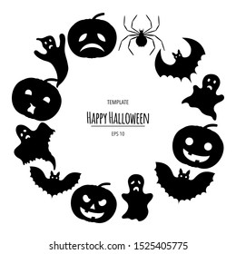 Halloween frame for your text with traditional attributes. Cartoon style. Vector illustration