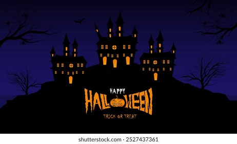 Plano de fundo com moldura de Halloween. Rede de insetos assustadora Cobweb em fundo escuro. Para cartazes de Halloween, banners e ilustrações assustadoras. 