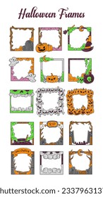 Halloween frames and border hand-drawn collection