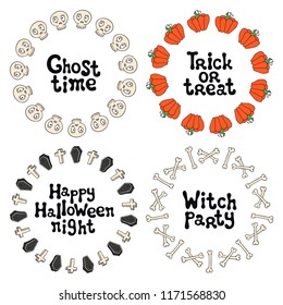 Halloween frames. Handdrawn lettering phrase. Design element for Halloween. Vector handwritten calligraphy quote