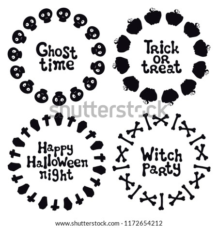 Halloween frames. Handdrawn lettering phrase. Design element for Halloween. Vector handwritten calligraphy quote