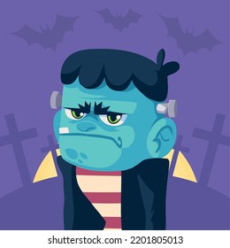 halloween frankenstein character portrait, design