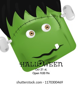 halloween frankenstein close up  desgin background vector