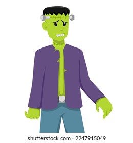 Halloween Frankenstein Costume Design Flat Illustration