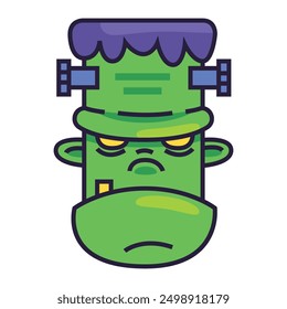 Halloween Frankenstein face cartoon illustration	