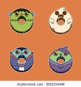 Halloween Frankenstein, Ghost, Dracula and Witch Donaut Theme