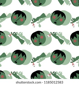 Halloween frankenstein and hand of witch seamless pattern. vector illustration for fashion textile print and wrapping with festive design.
