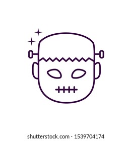 halloween frankenstein head character icon vector illustration design
