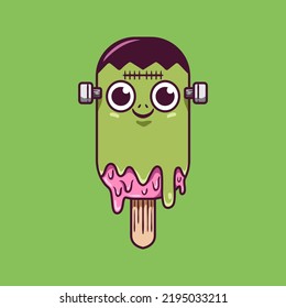 Halloween Frankenstein Ice Cream illustration