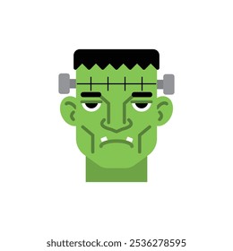 Icono de monstruo de Halloween Frankenstein. Ilustración vectorial. 