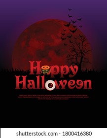 Halloween Freaky Eyes and Pumpkin  Layout/Cover. Creative Design Concept Background