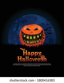 Halloween Freaky Pumpkin Layout/Cover. Creative Design Concept Background