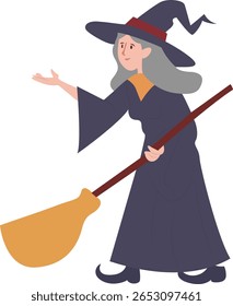 Halloween, Desenho Animado de Vassoura de Bruxa Amigável
