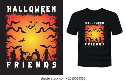 "Amigos de Halloween" tipografía vector diseño de camisetas de Halloween.
