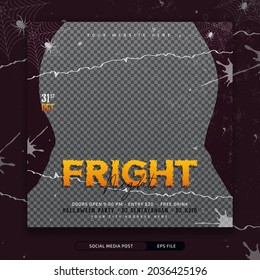 Halloween fright night party social media post banner template