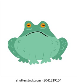 Halloween frog flat vector illustration. Isolated object on white background. Good for posters, party invitations, stickers, cards, gift.