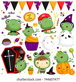 Halloween Frog Vector Set