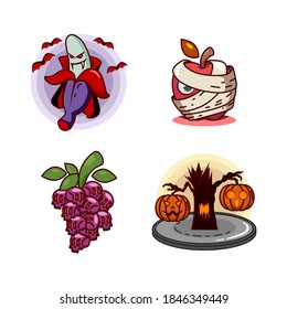 halloween fruit cute and scary character s