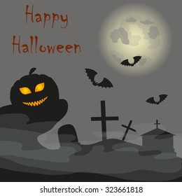 Halloween full moon art, vector illustration