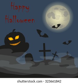 Halloween full moon art, vector illustration