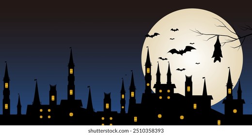 Halloween Full Moon Castle Background