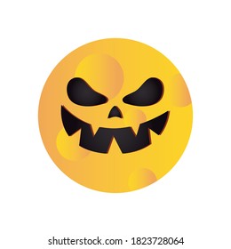 halloween full moon icon over white background, flat style, vector illustration