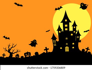 Halloween full moon illustration material