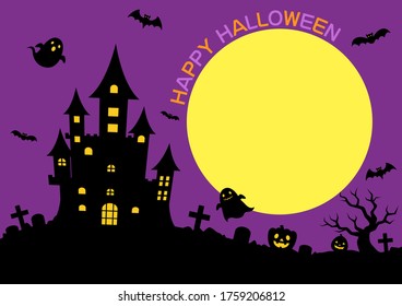 Halloween full moon illustration material