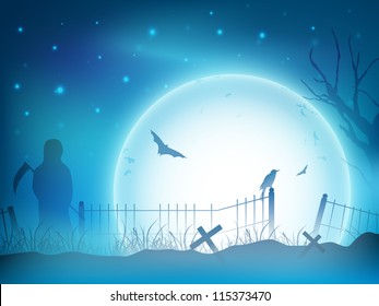 Halloween full moon light night background. EPS 10.