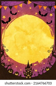 Halloween full moon night vector illustration (silhouette)