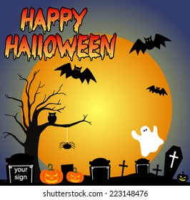 HALLOWEEN FULL MOON PARTY HORROR NIGHT BACKGROUND