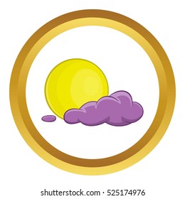 Halloween full moon vector icon in golden circle, cartoon style isolated on white background