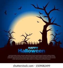 Halloween Fullmoon background template design vector for invitations, greeting cards and backgrounds. Vector illustration.