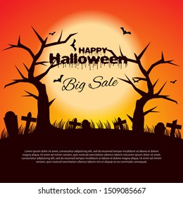 Halloween Fullmoon background template design vector for invitations, greeting cards and backgrounds. Vector illustration.