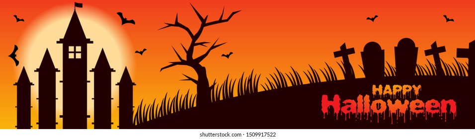 Halloween Fullmoon background template design vector for banner, invitations, greeting cards and backgrounds. Vector illustration.