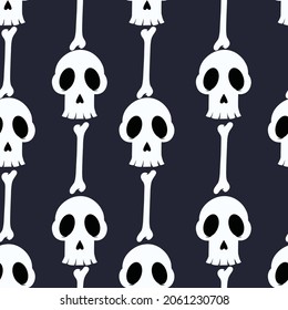Halloween fun skulls vector seamless pattern design. Trendy for fabric, textile design, background, packaging, invitation cards, wallpaper or giftwrapping. Surface pattern design.

