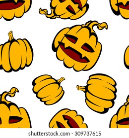 halloween fun and spooky colored pattern on the white background with orange pumpkins