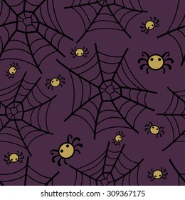 halloween fun and spooky pattern with web and spiders