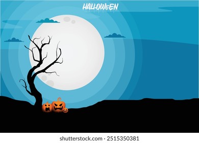 Halloween funny background silhouette  illustration.